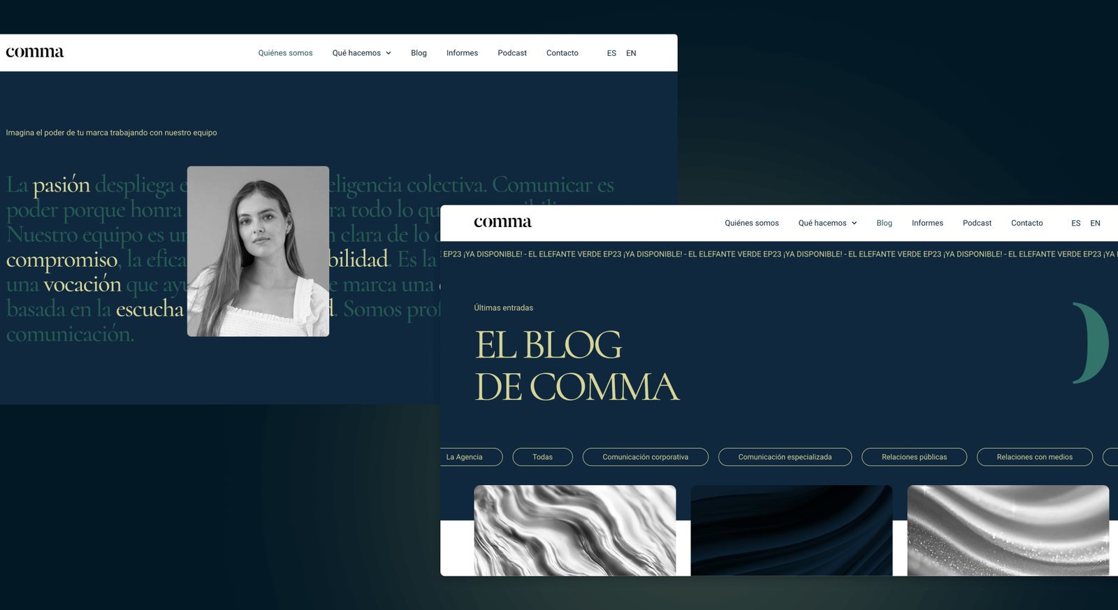 Comma blog with corporate and specialised communications posts.