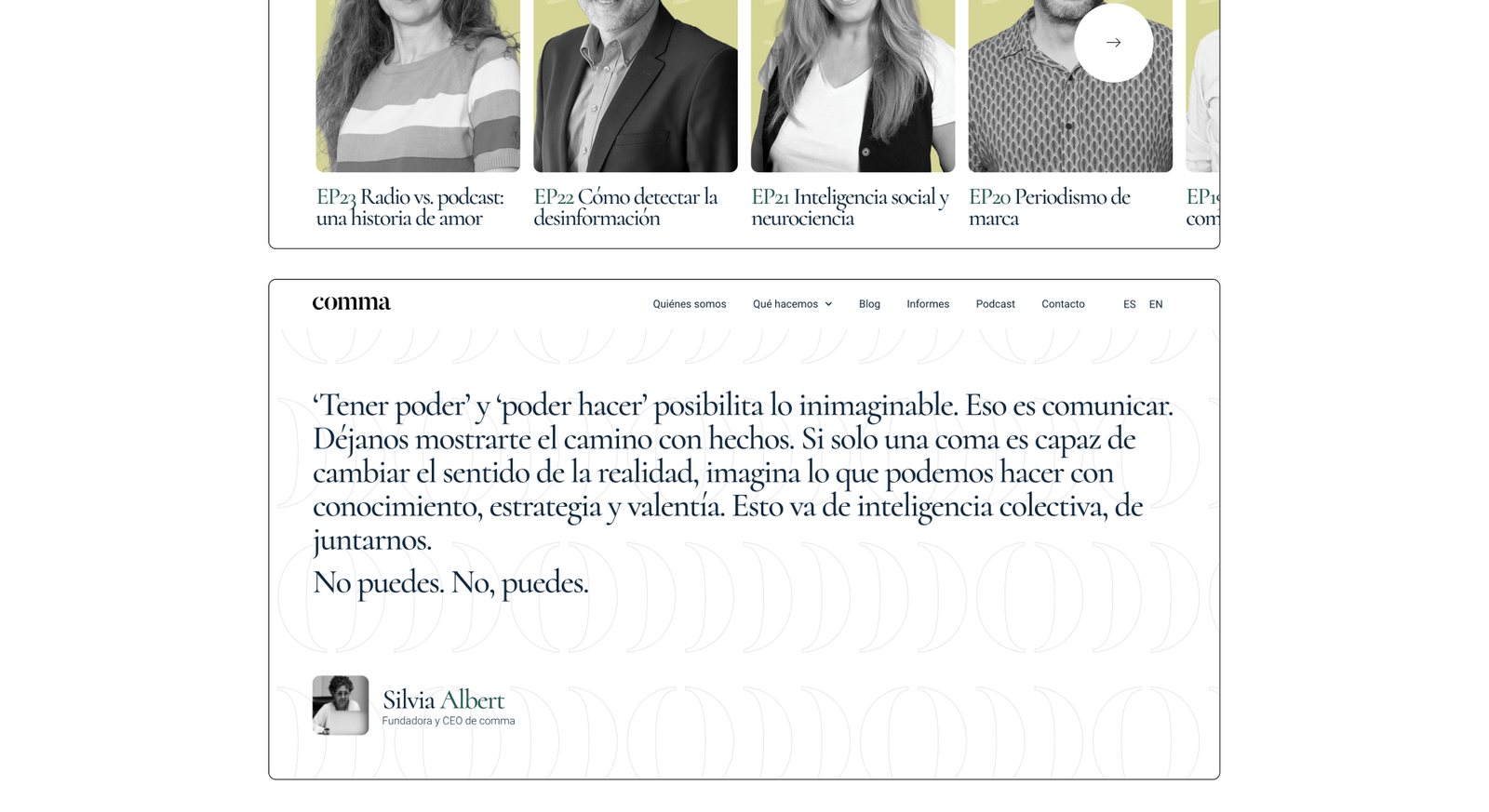Quote from Silvia Albert, Comma founder and CEO, on the power of communication.