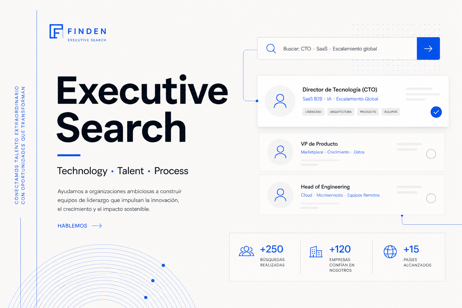 Composición tipográfica de una web moderna de executive search